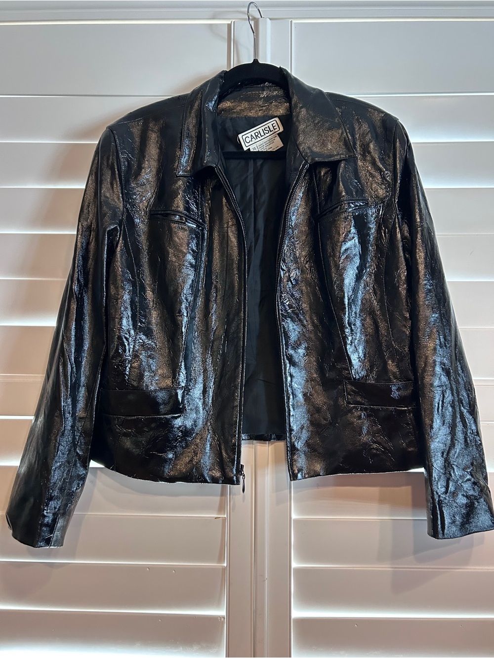 Carlisle Vegan Patent Leather Jacket Black Size 14